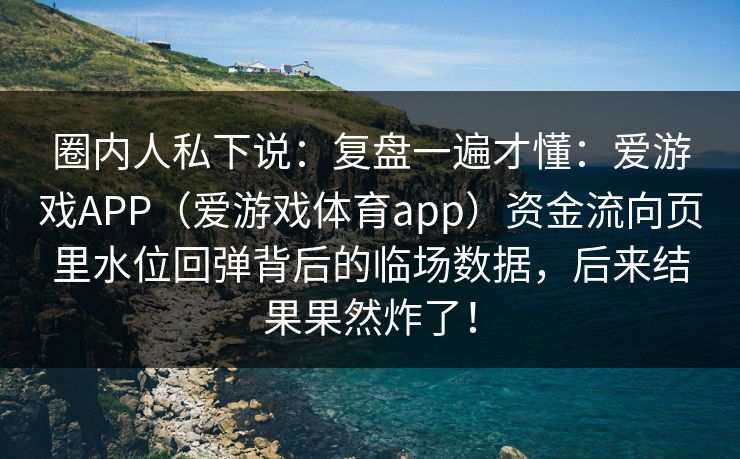 圈内人私下说:复盘一遍才懂:爱游戏APP(爱游戏体育app)资金流向页里水位回弹背后的临场数据,后来结果果然炸了! 圈内人私下说:复盘一遍才懂:爱游戏APP(爱游戏体育app)资金流向页里水位回弹背后的临场数据,后来结果果然炸了!